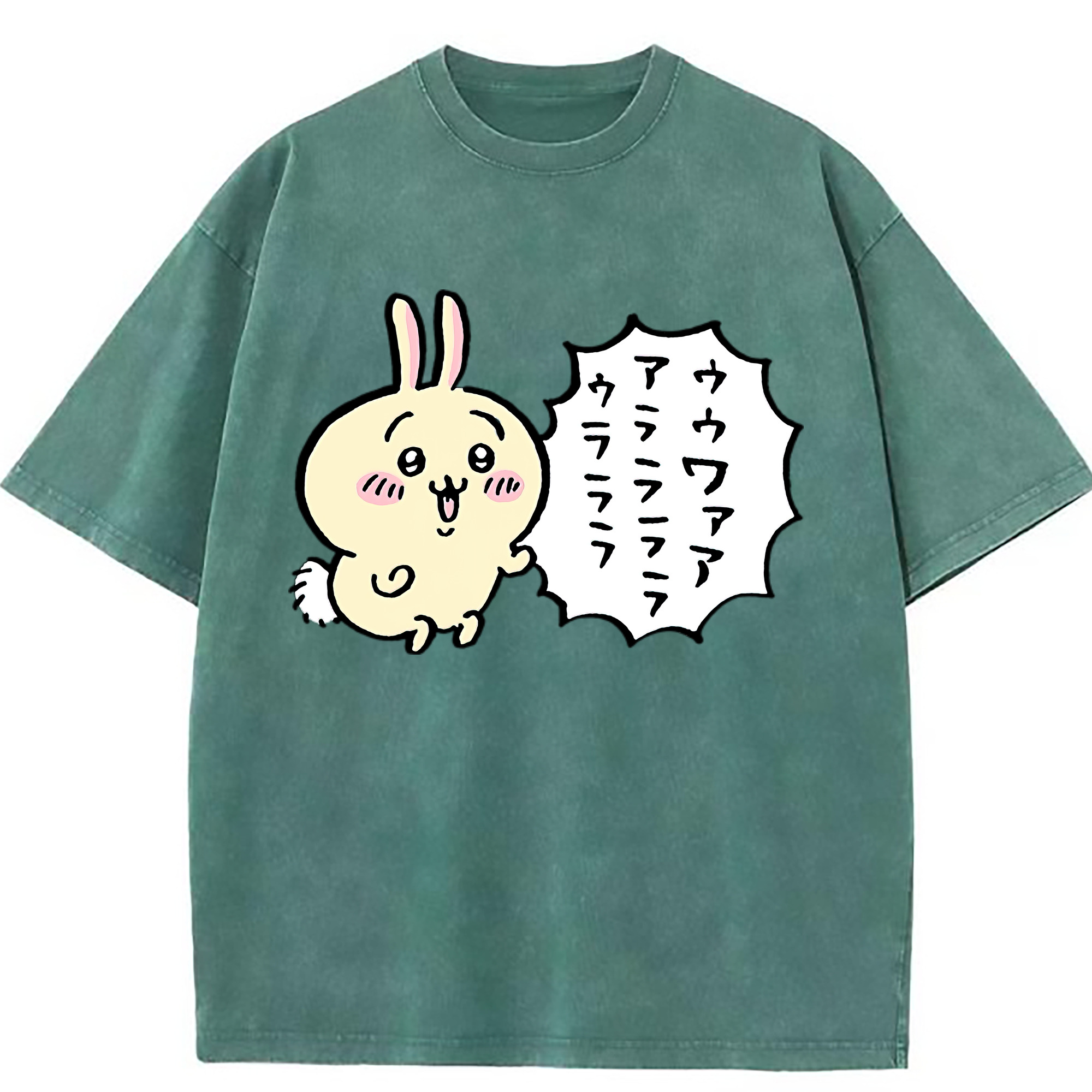 （画像用） ちいかわ うさぎ Chii-kawa usagi 綿100% ヴィンテージ風 半袖Tシャツ（フロントプリント）
